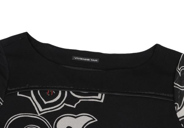 VIVIENNETAM Graphic Print Power Net Blouse