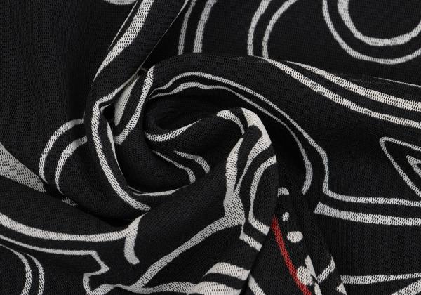 VIVIENNETAM Graphic Print Power Net Blouse