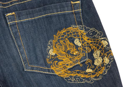 VIVIENNETAM Dragon Embroidered Cropped Jeans Indigo Size 1