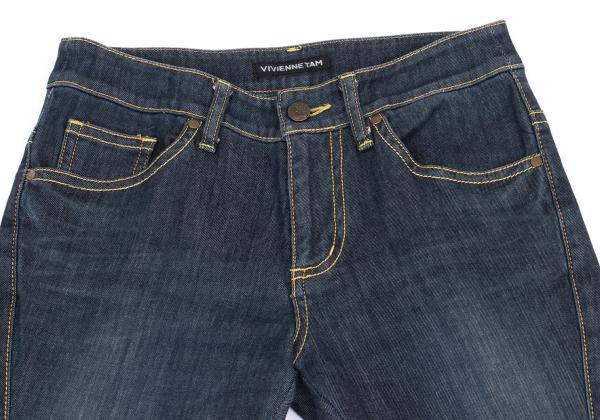 VIVIENNETAM Dragon Embroidered Cropped Jeans Indigo Size 1