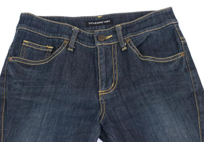 VIVIENNETAM Dragon Embroidered Cropped Jeans Indigo Size 1