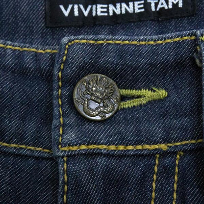 VIVIENNETAM Dragon Embroidered Cropped Jeans Indigo Size 1