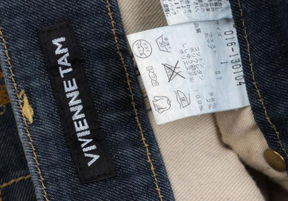 VIVIENNETAM Dragon Embroidered Cropped Jeans Indigo Size 1
