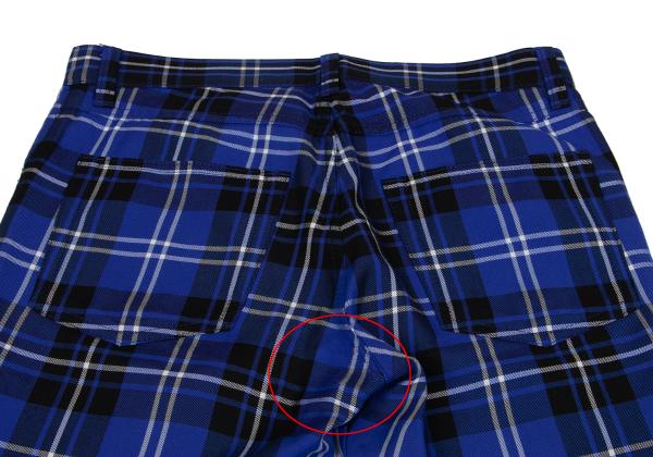 COMME des GARCONS Wool Tencel Tartan Check Pants Blue Size M