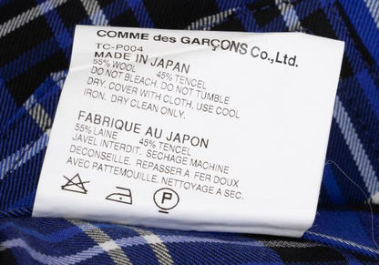 COMME des GARCONS Wool Tencel Tartan Check Pants Blue Size M