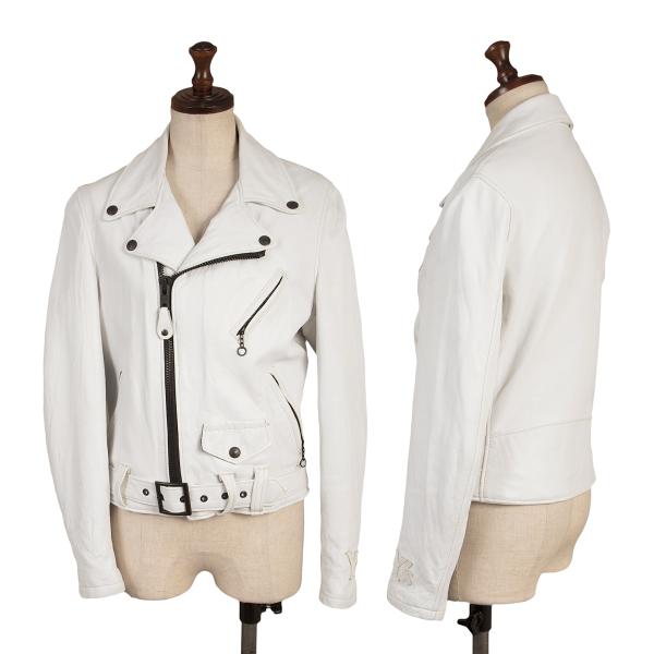 Y's x Schott Sheep Leather Rider Jacket White Size 2