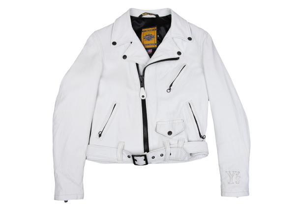 Y's x Schott Sheep Leather Rider Jacket White Size 2