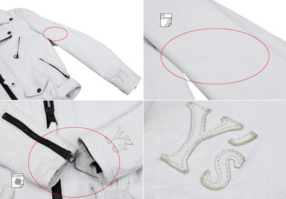 Y's x Schott Sheep Leather Rider Jacket White Size 2