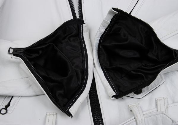 Y's x Schott Sheep Leather Rider Jacket White Size 2