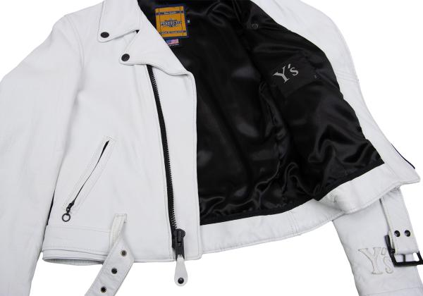 Y's x Schott Sheep Leather Rider Jacket White Size 2