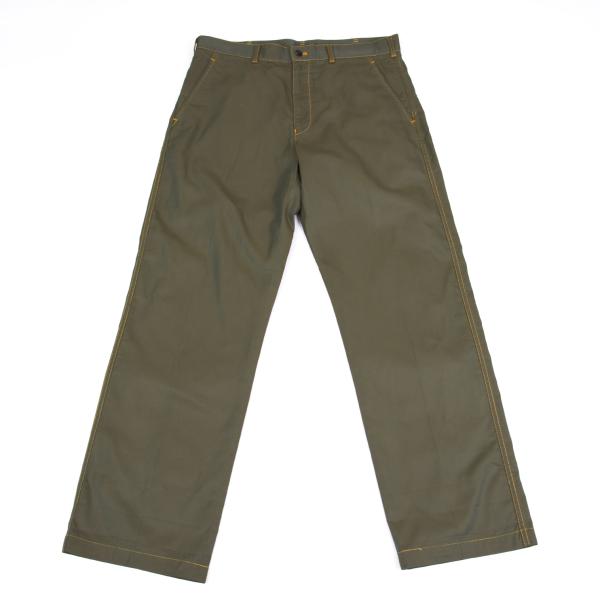 COMME des GARCONS HOMME Yellow Stitch Pants Green Size M