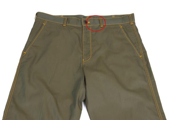 COMME des GARCONS HOMME Yellow Stitch Pants Green Size M