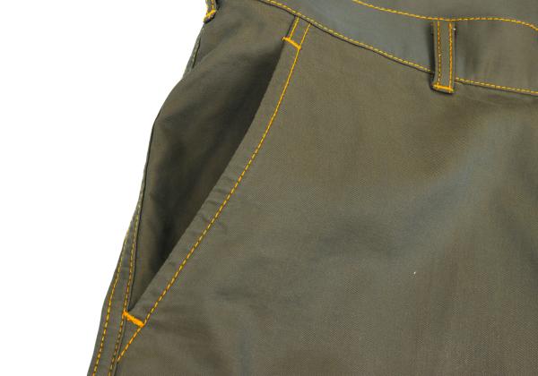 COMME des GARCONS HOMME Yellow Stitch Pants Green Size M