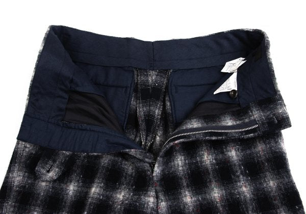 COMME des GARCONS HOMME Shadow Check Mixed Navy Gray Pants Size S