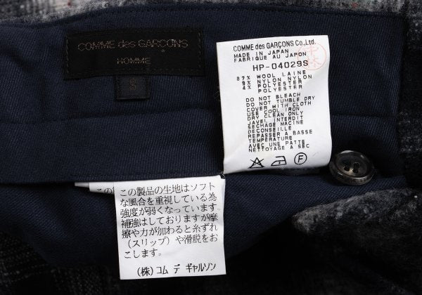 COMME des GARCONS HOMME Shadow Check Mixed Navy Gray Pants Size S