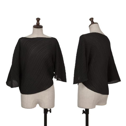 ISSEY MIYAKE Stretch Pleated T-Shirt Black Size 2
