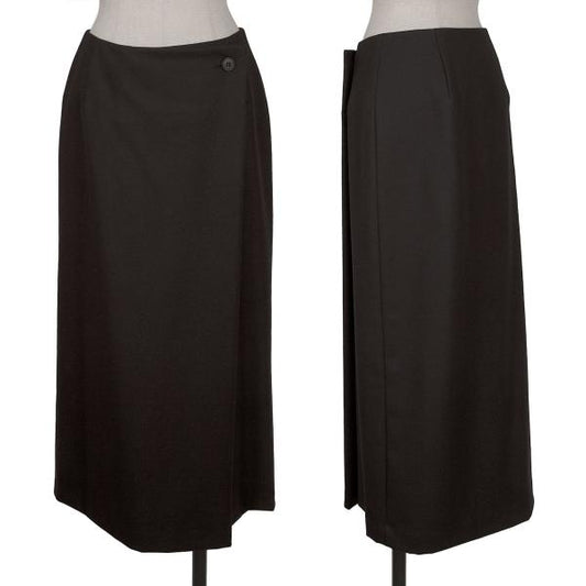 ISSEY MIYAKE Brushed Wool Half Wrap Skirt Black Size 1
