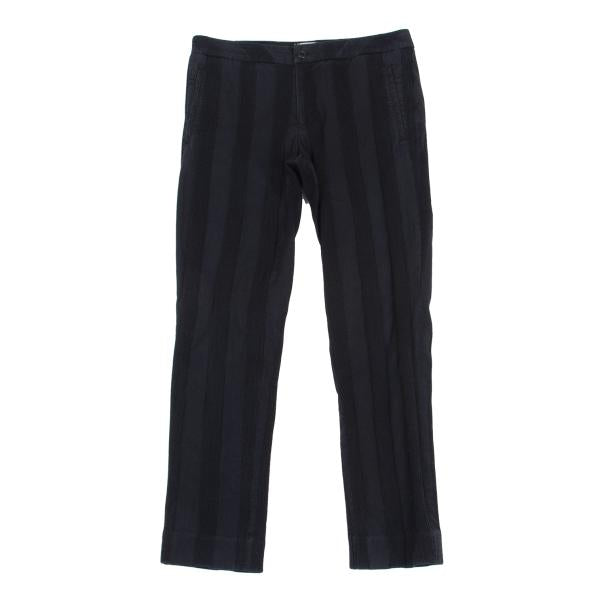 ISSEY MIYAKE FETE Cotton Stripe Stretch Pants Navy Size 2