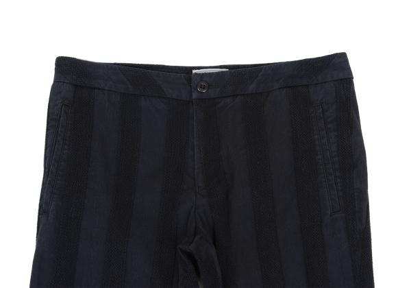 ISSEY MIYAKE FETE Cotton Stripe Stretch Pants Navy Size 2