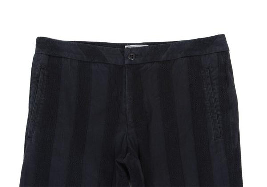 ISSEY MIYAKE FETE Cotton Stripe Stretch Pants Navy Size 2