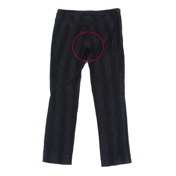 ISSEY MIYAKE FETE Cotton Stripe Stretch Pants Navy Size 2