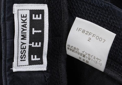 ISSEY MIYAKE FETE Cotton Stripe Stretch Pants Navy Size 2
