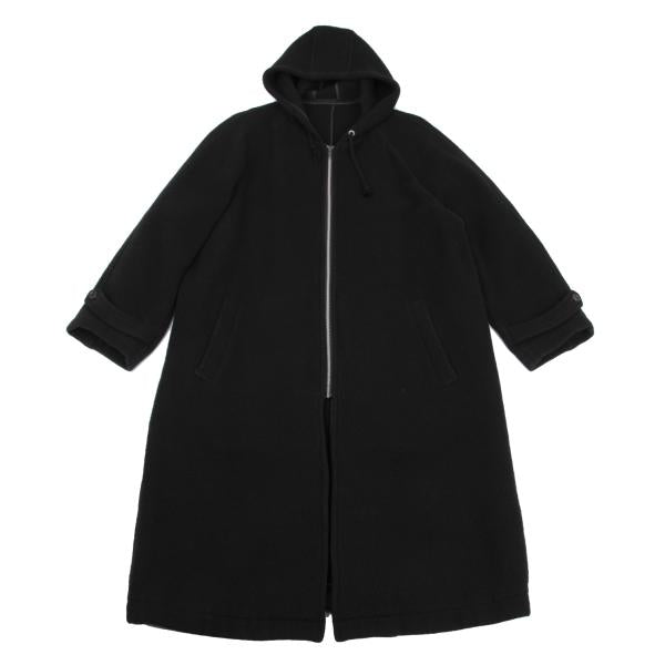 COMME des GARCONS HOMME Wool Cotton Hooded Coat Black Size M