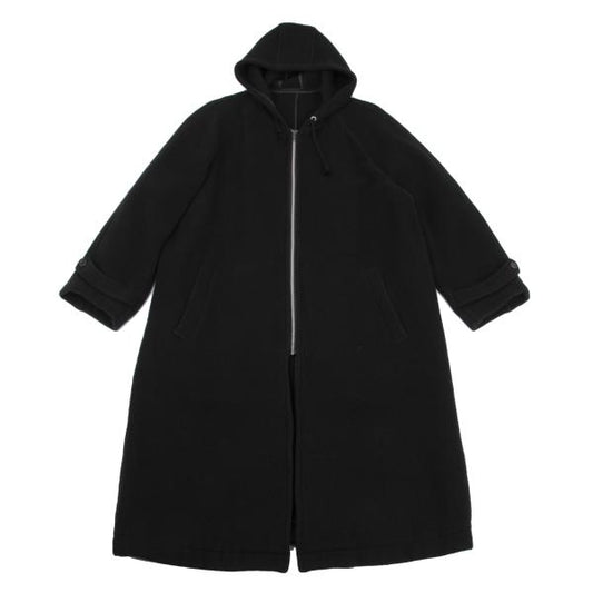 COMME des GARCONS HOMME Wool Cotton Hooded Coat Black Size M