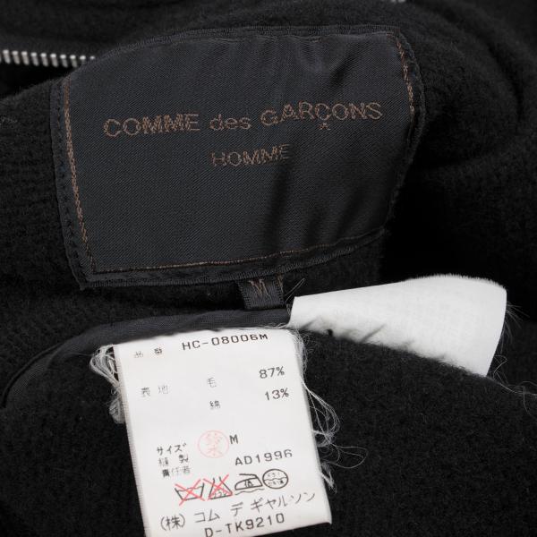 COMME des GARCONS HOMME Wool Cotton Hooded Coat Black Size M