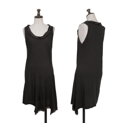 Y's Mixed Material Frill Sleeveless Tunic Black Blouse Size 2