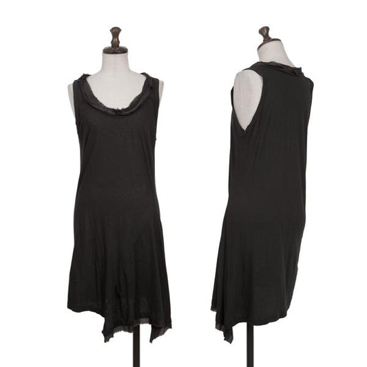 Y's Mixed Material Frill Sleeveless Tunic Black Blouse Size 2