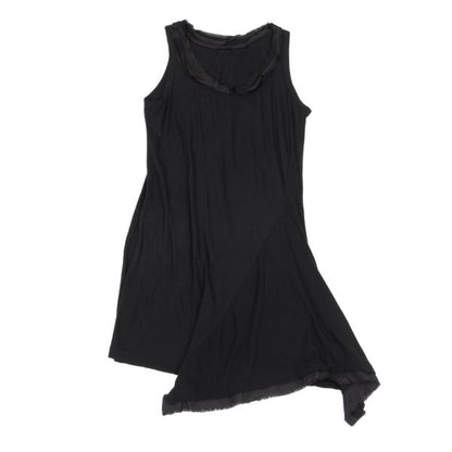 Y's Mixed Material Frill Sleeveless Tunic Black Blouse Size 2