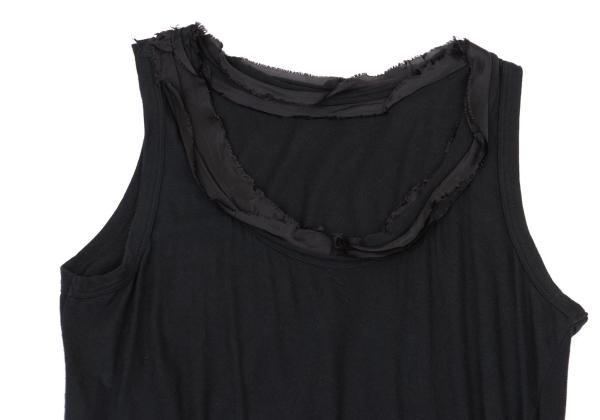 Y's Mixed Material Frill Sleeveless Tunic Black Blouse Size 2