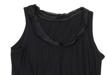 Y's Mixed Material Frill Sleeveless Tunic Black Blouse Size 2