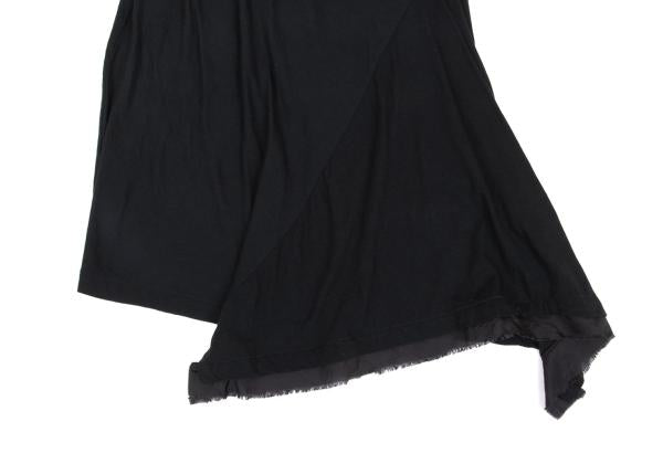 Y's Mixed Material Frill Sleeveless Tunic Black Blouse Size 2