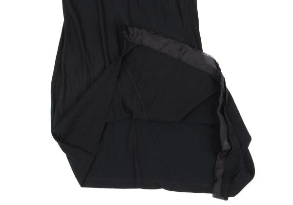 Y's Mixed Material Frill Sleeveless Tunic Black Blouse Size 2
