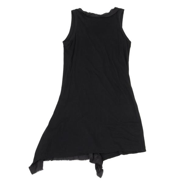 Y's Mixed Material Frill Sleeveless Tunic Black Blouse Size 2