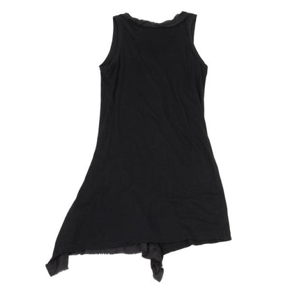 Y's Mixed Material Frill Sleeveless Tunic Black Blouse Size 2