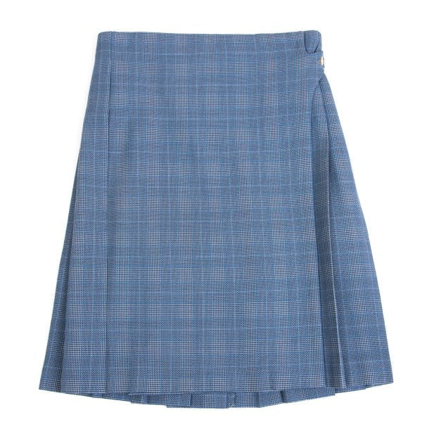 COMME des GARCONS Wool Check Pleated Wrap Light Blue Skirt Size S