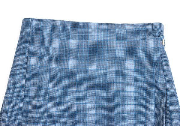 COMME des GARCONS Wool Check Pleated Wrap Light Blue Skirt Size S