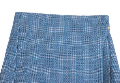 COMME des GARCONS Wool Check Pleated Wrap Light Blue Skirt Size S