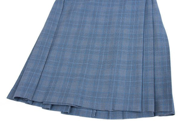 COMME des GARCONS Wool Check Pleated Wrap Light Blue Skirt Size S