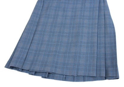 COMME des GARCONS Wool Check Pleated Wrap Light Blue Skirt Size S