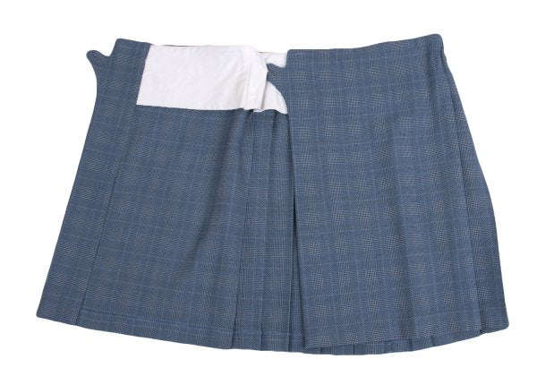 COMME des GARCONS Wool Check Pleated Wrap Light Blue Skirt Size S