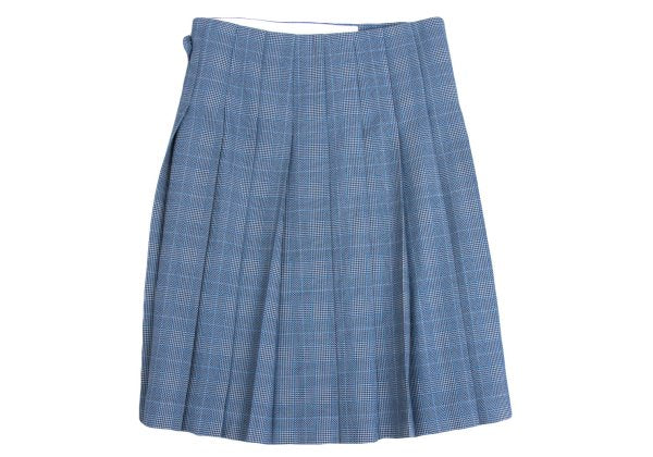COMME des GARCONS Wool Check Pleated Wrap Light Blue Skirt Size S