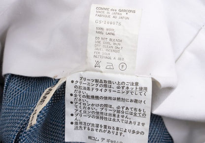 COMME des GARCONS Wool Check Pleated Wrap Light Blue Skirt Size S