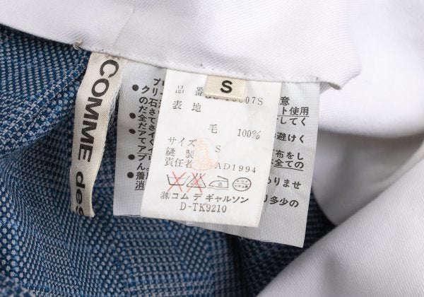 COMME des GARCONS Wool Check Pleated Wrap Light Blue Skirt Size S