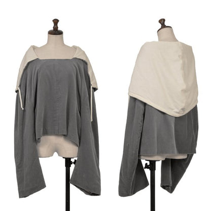 COMME des GARCONS 96AW Velvet Square Neck Hoodie Gray Size M