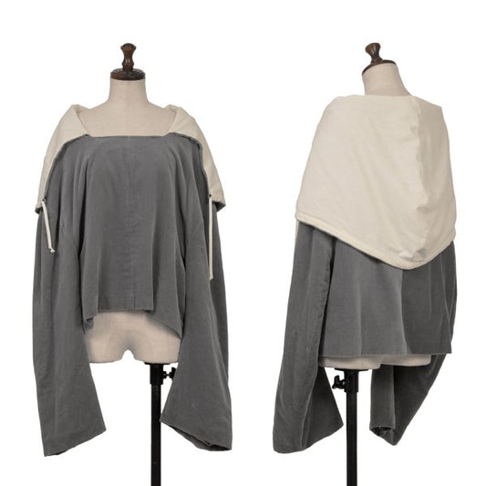 COMME des GARCONS 96AW Velvet Square Neck Hoodie Gray Size M