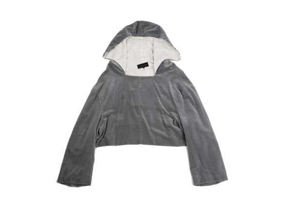 COMME des GARCONS 96AW Velvet Square Neck Hoodie Gray Size M